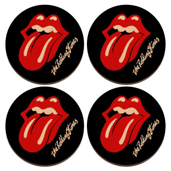 The rolling stones, ΣΕΤ x4 Σουβέρ ξύλινα στρογγυλά plywood (9cm)