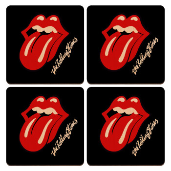 The rolling stones, ΣΕΤ x4 Σουβέρ ξύλινα τετράγωνα plywood (9cm)
