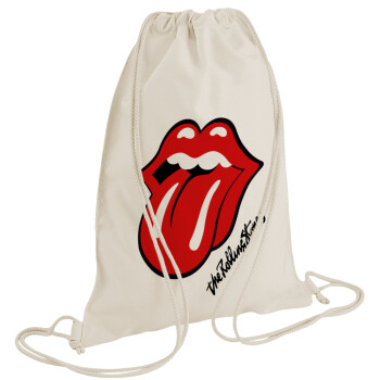 The rolling stones, Τσάντα πλάτης πουγκί GYMBAG natural (28x40cm)