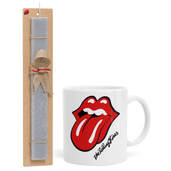The rolling stones, Easter Set, Ceramic Cup (330ml) & Easter aromatic flat candle (30cm) (GRAY)