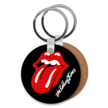 The rolling stones, Μπρελόκ Ξύλινο στρογγυλό MDF Φ5cm
