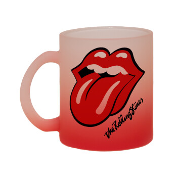 The rolling stones, Κούπα γυάλινη δίχρωμη με βάση το κόκκινο ματ, 330ml