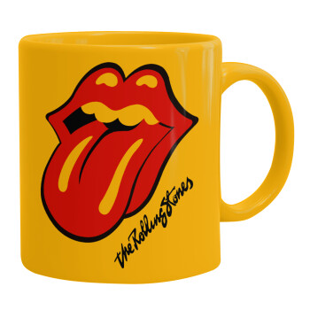 The rolling stones, Ceramic coffee mug yellow, 330ml