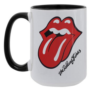 The rolling stones, Κούπα Mega 15oz, κεραμική Μαύρη, 450ml