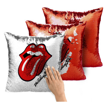 The rolling stones, Μαξιλάρι καναπέ Μαγικό Κόκκινο με πούλιες 40x40cm περιέχεται το γέμισμα