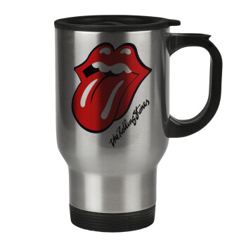 The rolling stones, Κούπα ταξιδιού ανοξείδωτη με καπάκι, διπλού τοιχώματος (θερμό) 450ml