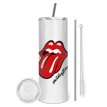The rolling stones, Eco friendly stainless steel tumbler 600ml, with metal straw & cleaning brush