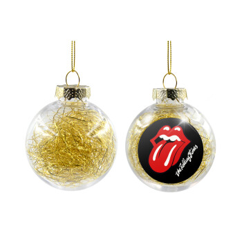 The rolling stones, Χριστουγεννιάτικη μπάλα δένδρου διάφανη με χρυσό γέμισμα 8cm