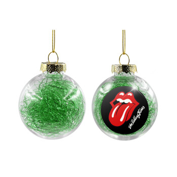 The rolling stones, Χριστουγεννιάτικη μπάλα δένδρου διάφανη με πράσινο γέμισμα 8cm