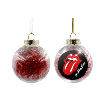The rolling stones, Χριστουγεννιάτικη μπάλα δένδρου διάφανη με κόκκινο γέμισμα 8cm