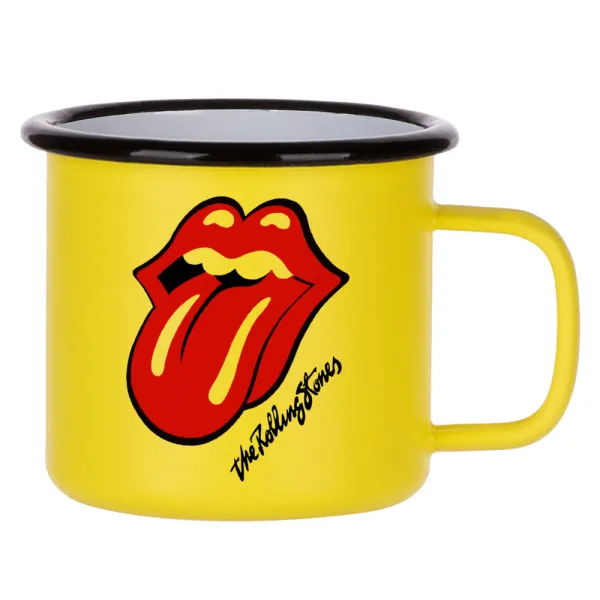 The rolling stones — Κούπα Μεταλλική εμαγιέ ΜΑΤ Κίτρινη 360ml