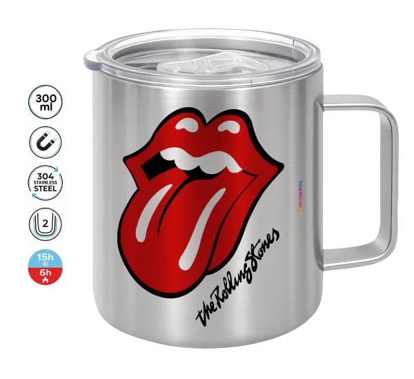 The rolling stones — Double-walled stainless steel mug 300ml with temperature-retaining lid