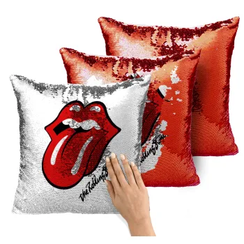 The rolling stones, Μαξιλάρι καναπέ Μαγικό Κόκκινο με πούλιες 40x40cm περιέχεται το γέμισμα