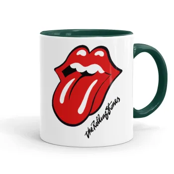 The rolling stones, Κούπα χρωματιστή πράσινη, κεραμική, 330ml