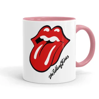 The rolling stones, Κούπα χρωματιστή ροζ, κεραμική, 330ml