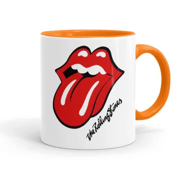 The rolling stones, Κούπα χρωματιστή πορτοκαλί, κεραμική, 330ml