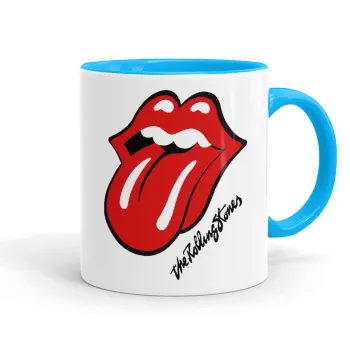 The rolling stones, Κούπα χρωματιστή γαλάζια, κεραμική, 330ml