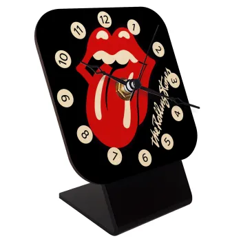The rolling stones, Επιτραπέζιο ρολόι σε φυσικό ξύλο (10cm)