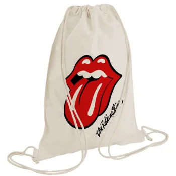 The rolling stones, Τσάντα πλάτης πουγκί GYMBAG natural (28x40cm)