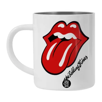 The rolling stones, BIG Mug Stainless steel double wall (450ml, White)