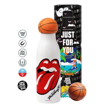 The rolling stones, Μπάλα μπάσκετ μεταλλικό παγούρι θερμός, διπλού τοιχώματος, 550ml