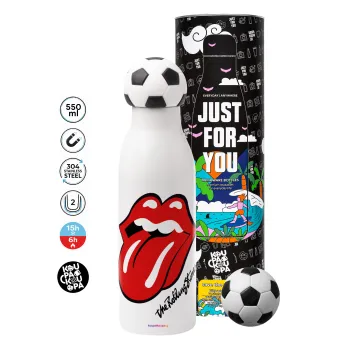 The rolling stones, Μπάλα ποδοσφαίρου μεταλλικό παγούρι θερμός, διπλού τοιχώματος, 550ml