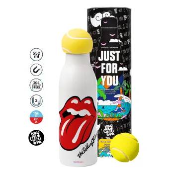 The rolling stones, Μπάλα τένις μεταλλικό παγούρι θερμός, διπλού τοιχώματος, 550ml