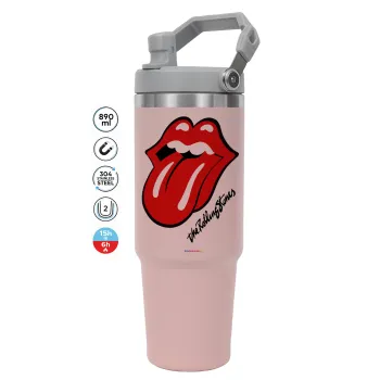 The rolling stones, Pink color, 890ml (30oz) stainless Steel Tumbler with Handle