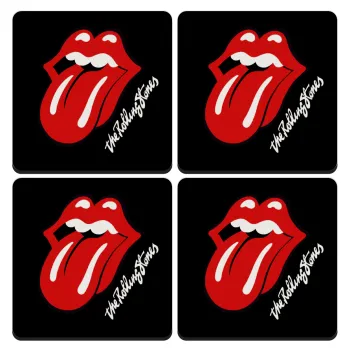 The rolling stones, ΣΕΤ 4 Σουβέρ ξύλινα τετράγωνα (9cm)
