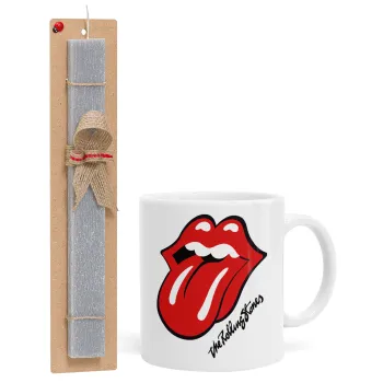 The rolling stones, Easter Set, Ceramic Cup (330ml) & Easter aromatic flat candle (30cm) (GRAY)