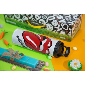 The rolling stones, Πασχαλινή Λαμπάδα με Travel Tumbler θερμό με διπλό καπάκι (600ml, BPA free) & κερί αρωματικό πλακέ (30cm) (ΤΙΡΚΟΥΑΖ)
