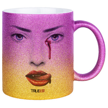 True blood, Κούπα Χρυσή/Ροζ Glitter, κεραμική, 330ml