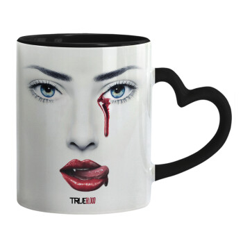 True blood, Mug heart black handle, ceramic, 330ml