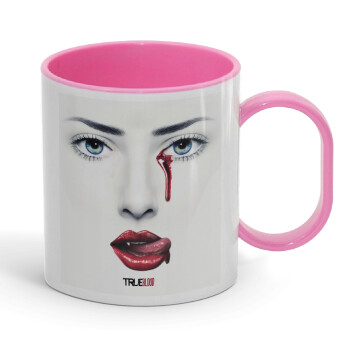 True blood, Κούπα (πλαστική) (BPA-FREE) Polymer Ροζ για παιδιά, 330ml