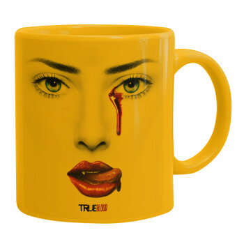 True blood, Ceramic coffee mug yellow, 330ml (1pcs)