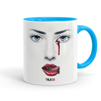 True blood, Mug colored light blue, ceramic, 330ml