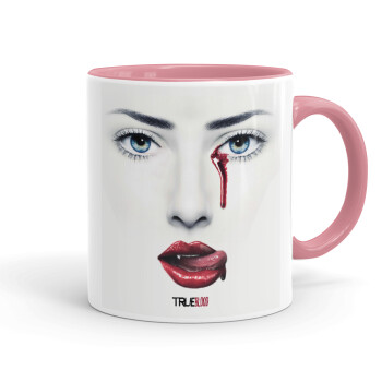 True blood, Mug colored pink, ceramic, 330ml