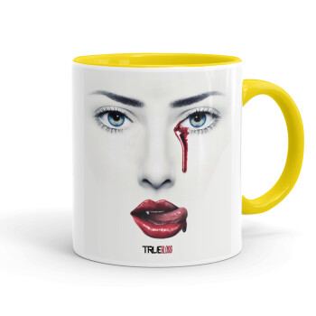True blood, Mug colored yellow, ceramic, 330ml