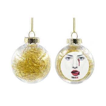 True blood, Χριστουγεννιάτικη μπάλα δένδρου διάφανη με χρυσό γέμισμα 8cm