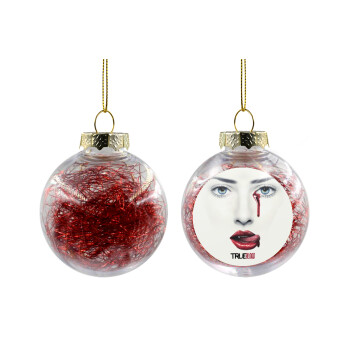 True blood, Χριστουγεννιάτικη μπάλα δένδρου διάφανη με κόκκινο γέμισμα 8cm