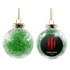 Transparent Christmas tree ball ornament with green filling 8cm