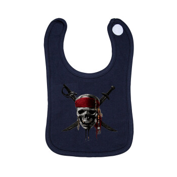 Pirates of the Caribbean, Σαλιάρα με Σκρατς 100% Organic Cotton Μπλε (0-18 months)