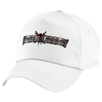 Pirates of the Caribbean, 5-Panel Cap White, 100% Cotton (Twill), (UNISEX, ONE SIZE)