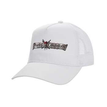 Pirates of the Caribbean, Καπέλο Ενηλίκων Structured Trucker, με Δίχτυ, ΛΕΥΚΟ (100% ΒΑΜΒΑΚΕΡΟ, ΕΝΗΛΙΚΩΝ, UNISEX, ONE SIZE)
