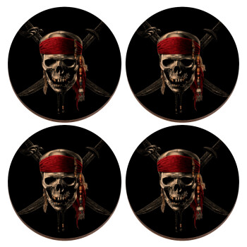 Pirates of the Caribbean, ΣΕΤ x4 Σουβέρ ξύλινα στρογγυλά plywood (9cm)