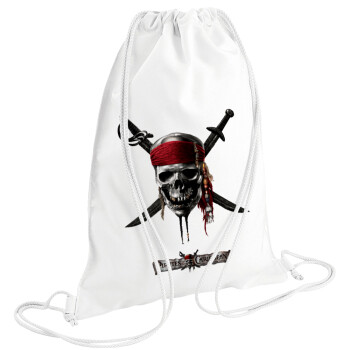 Pirates of the Caribbean, Τσάντα πλάτης πουγκί GYMBAG λευκή (28x40cm)