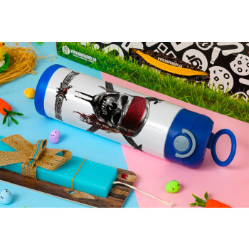 Pirates of the Caribbean, Easter candle, Childrens hot water bottle, stainless steel, with safety straw, BLUE (500ml)