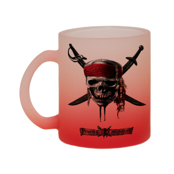 Pirates of the Caribbean, Κούπα γυάλινη δίχρωμη με βάση το κόκκινο ματ, 330ml