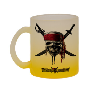 Pirates of the Caribbean, Κούπα γυάλινη δίχρωμη με βάση το κίτρινο ματ, 330ml