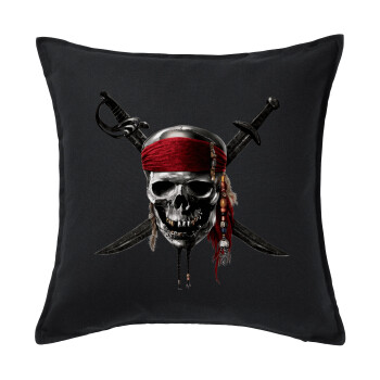 Pirates of the Caribbean, Μαξιλάρι καναπέ Μαύρο 100% βαμβάκι, περιέχεται το γέμισμα (50x50cm)